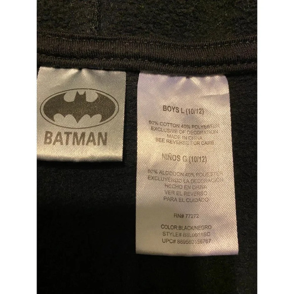 KIDS BATMAN FULL ZIP HOODIE WITH MASK - BOYS SIZE LARGE 10/12 - GREAT CONDITION - Picture 8 of 8